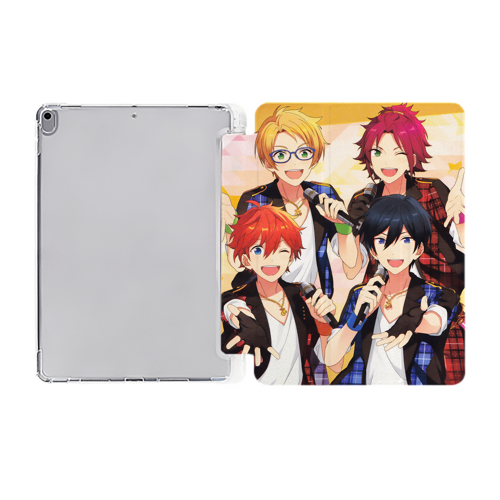 （画像用） あんさんぶるスターズ! Ensemble Stars IPad ケース ペン収納付き 三つ折りスタンド PUレザー×シリコン 対応機種9.5/10.5/10.9インチ